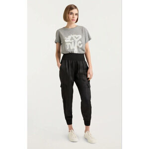 Cinq a Sept Tous Les Jours Giles Satin Jogger Size XL Pant Black Travel Designer